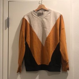 High Neck Color Block Sweatshirt